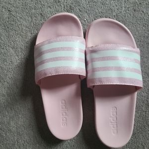 PINK ADIDAS WOMEN'S SLIP-ON SANDALS
